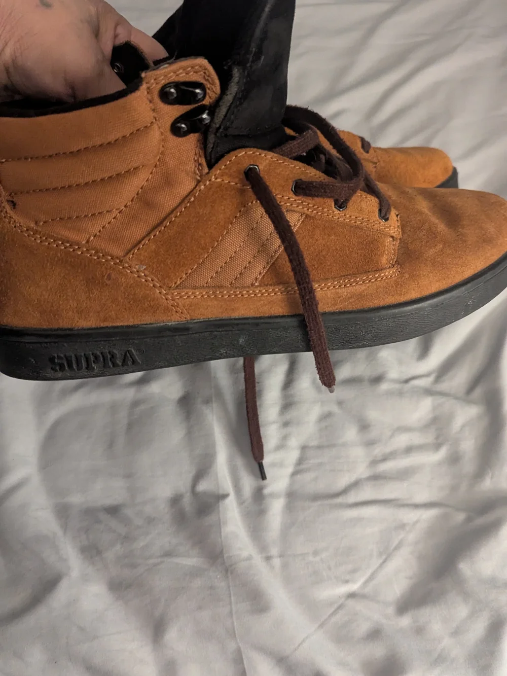 Supra Men's Brown Suede Boots with Black Collar